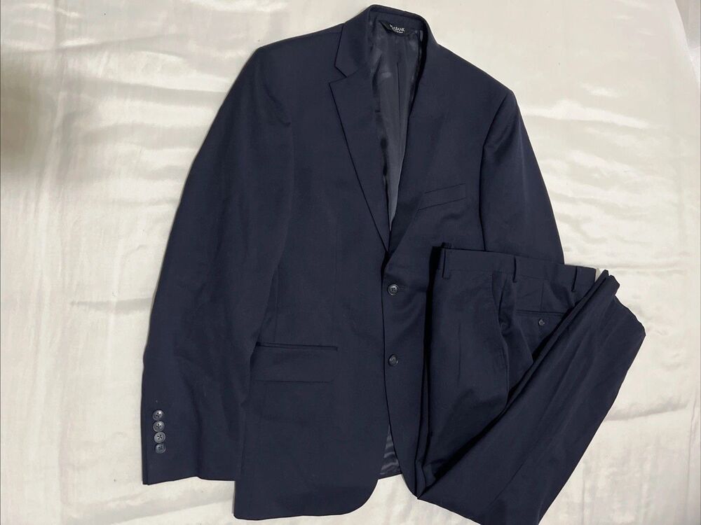 Jos A Bank Suit Men 40R 34" Waist Navy Blue Wool Career Professional
